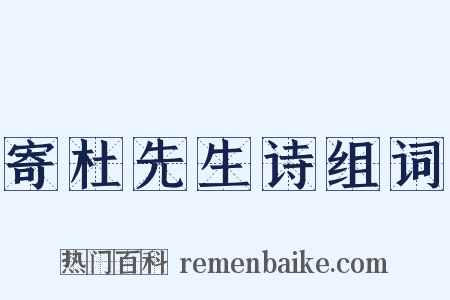 寄杜先生诗组词是什么意思的图片